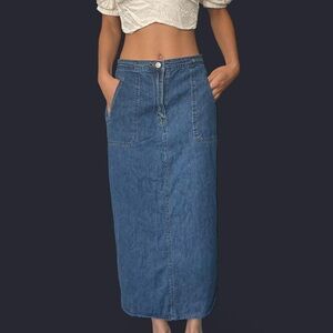Stylish Blue Denim Maxi Skirt